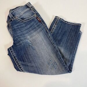 Silver Jeans Suki Surplus Capri‎ Jeans Womens 28 Blue Low Rise Distressed Y2K